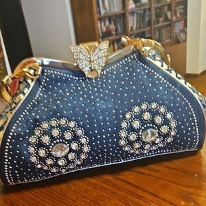Navy and Gold Embellished Clutch